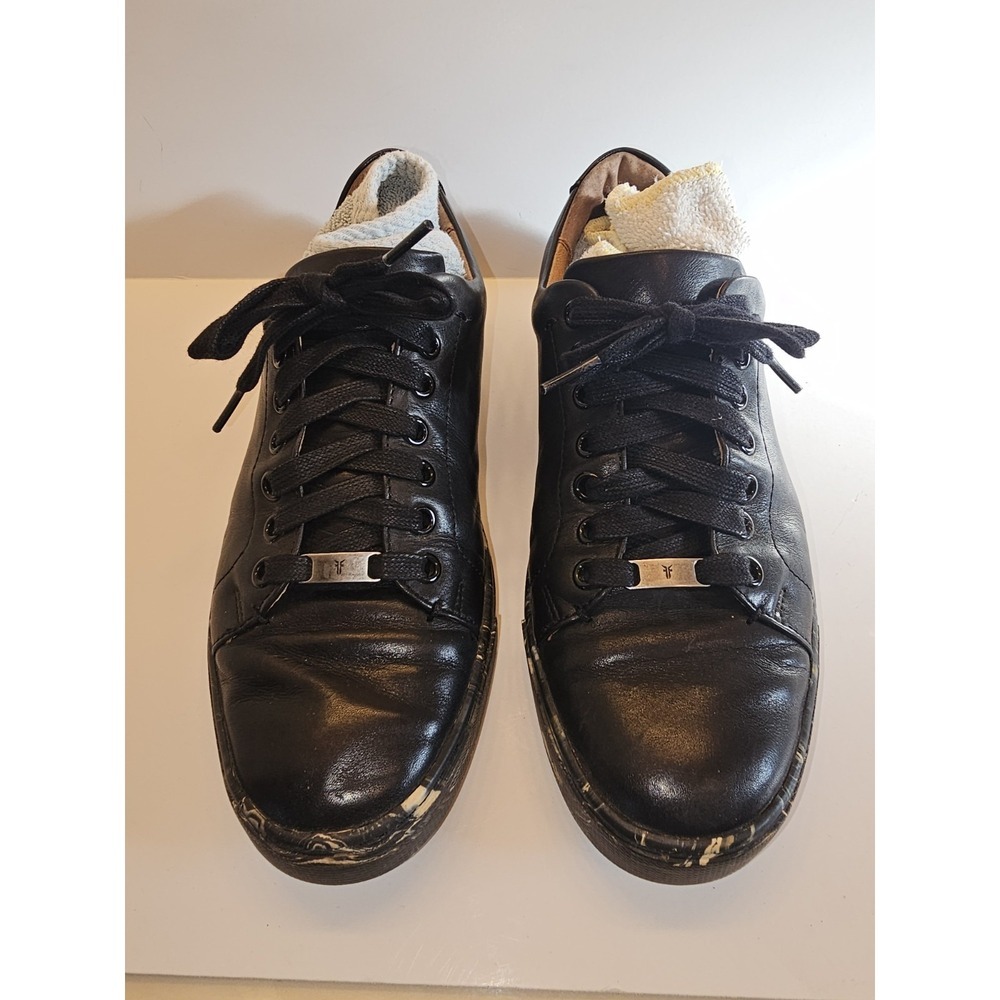 Frye Ivy Low Lace Fashion Sneakers Shoes Black Leather‎ 7200043 women's sz 9M